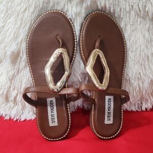 Steve Madden Brown Sandal with Gold Accent
